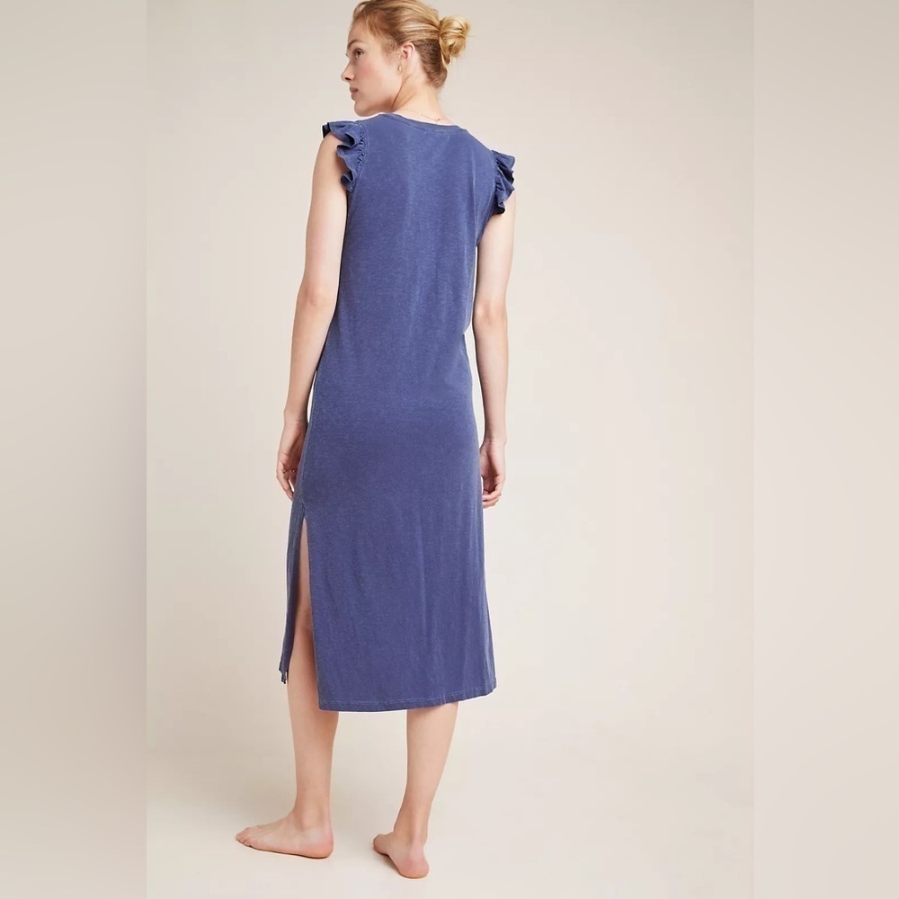 Women Universal Thread Blue Flutter Sleeve Midi Dress Medium Size - Picture 4 of 15